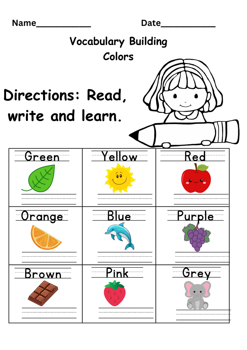 Color Names Worksheets Kindergarten Free Downloadable Worksheets