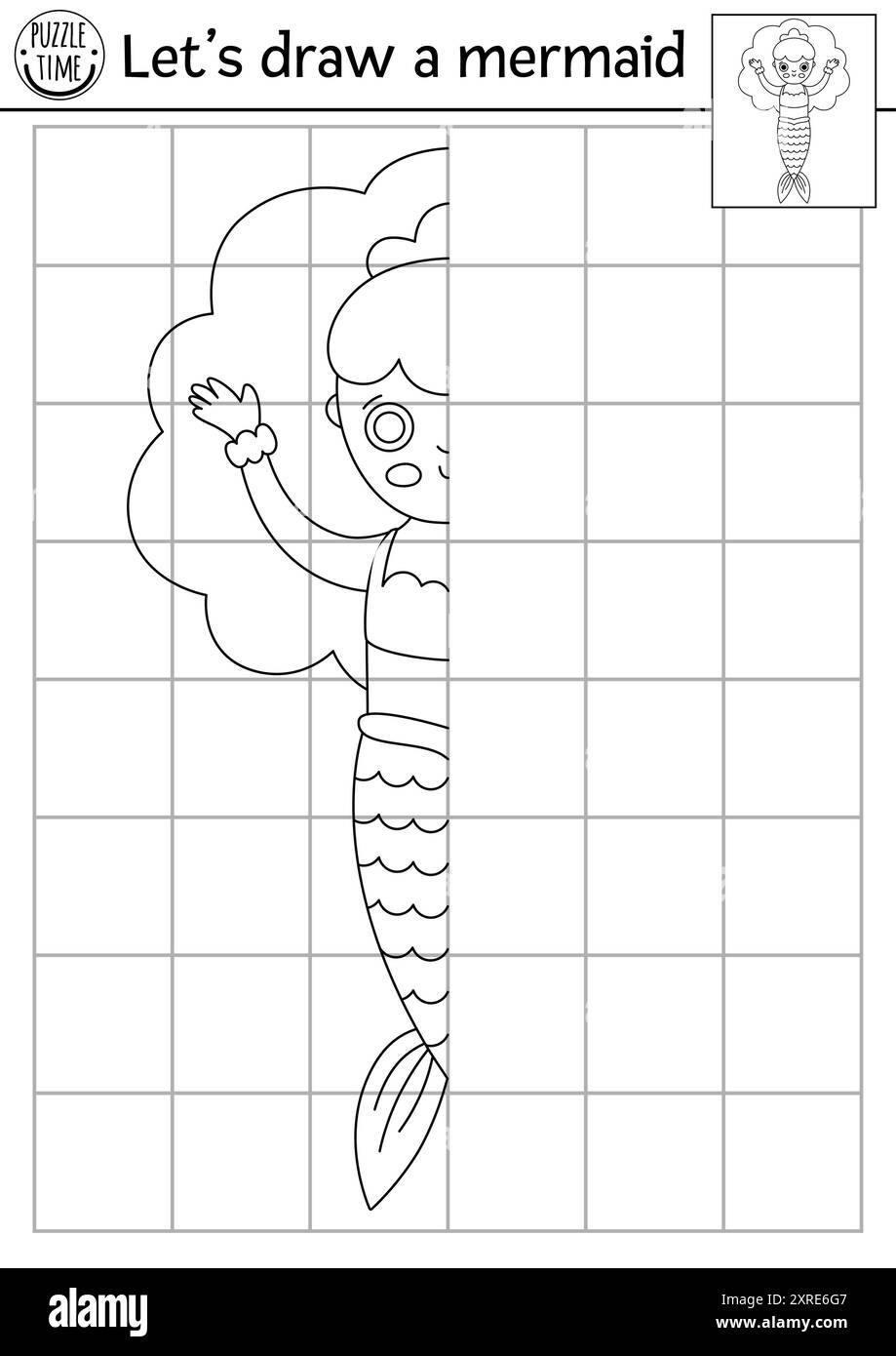 Complete The Mermaid Vector Ocean Kingdom Symmetrical Drawing Practice Worksheet Marine Printable Black And White Activity For Kids Copy The Pictur Stock Vector Image Art Alamy