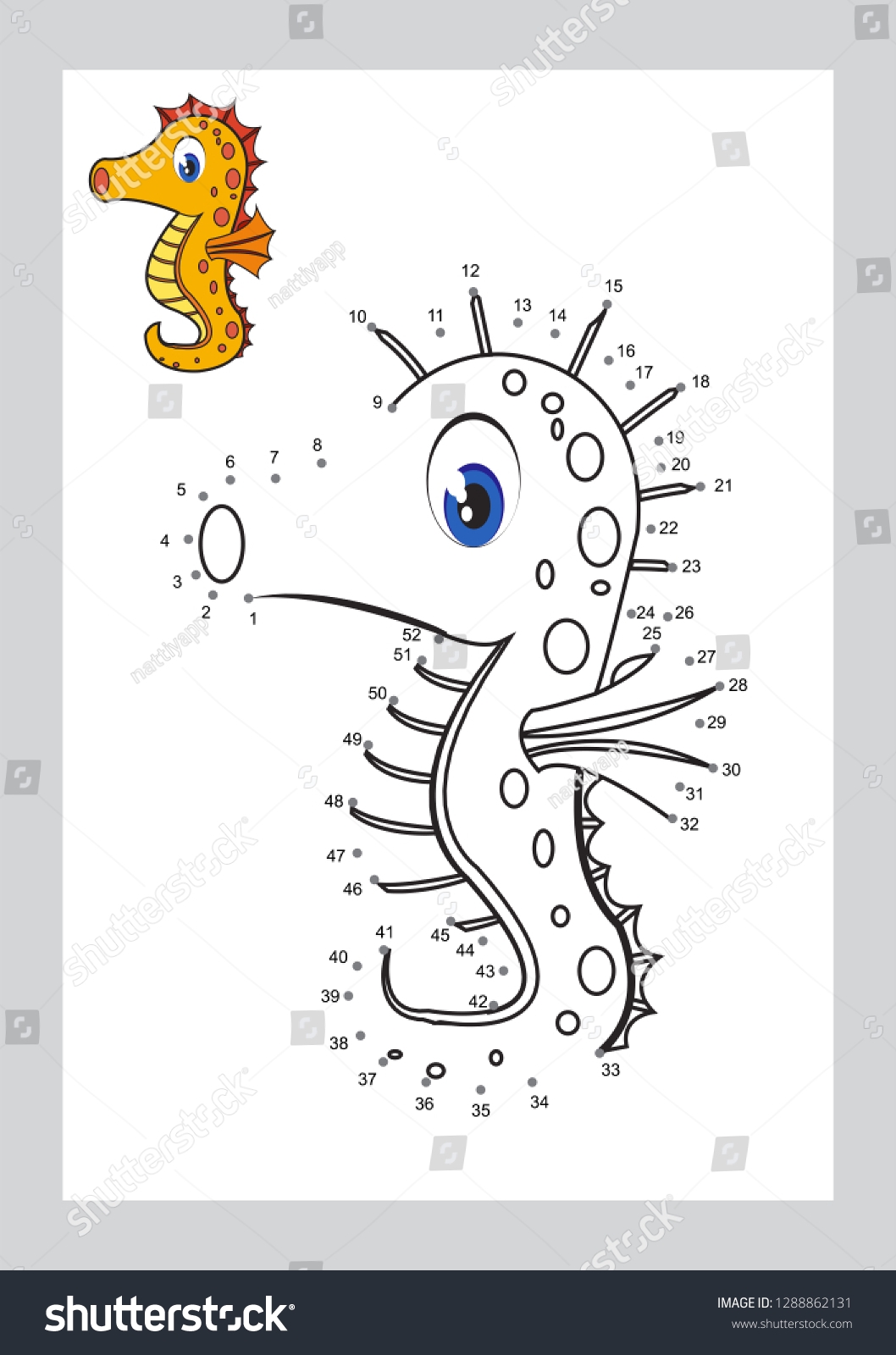 Connect Dots Game Coloring Pages Learning Stock Vector Royalty Free 1288862131 Shutterstock