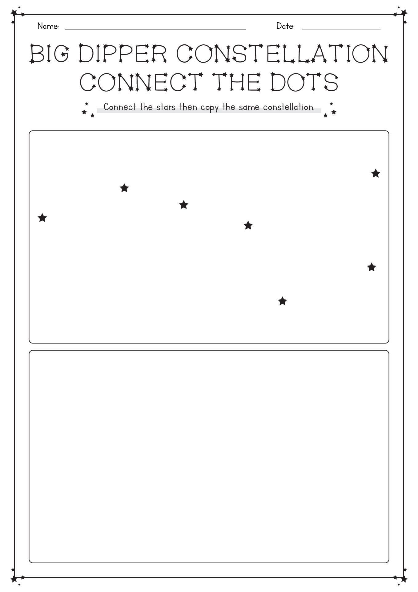 Connect The Dots Big Dipper Constellation Dot Worksheets Constellations Connect The Dots