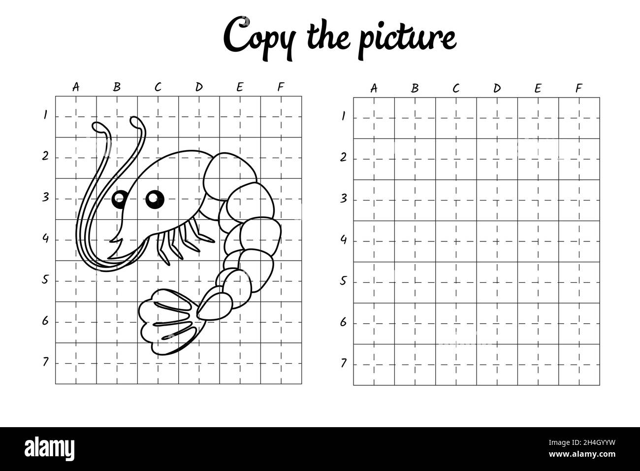 Copy The Picture Draw By Grid Coloring Book Pages For Kids Handwriting Practice Drawing Skills Training Education Developing Printable Worksheet Stock Vector Image Art Alamy