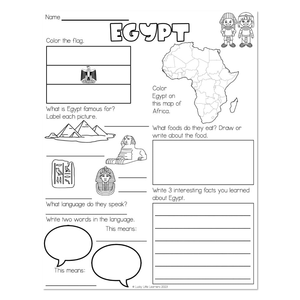 Country Study Egypt Information Worksheet Worksheets Library