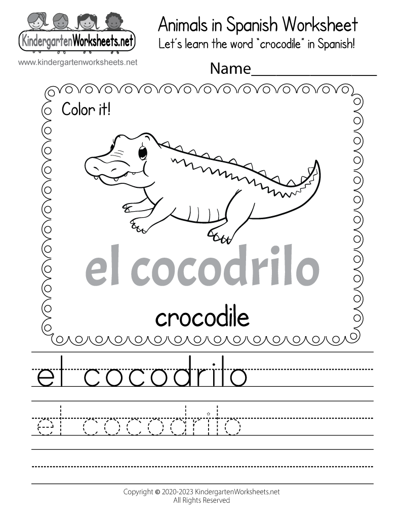 Crocodile In Spanish Worksheet Free Printable Digital PDF