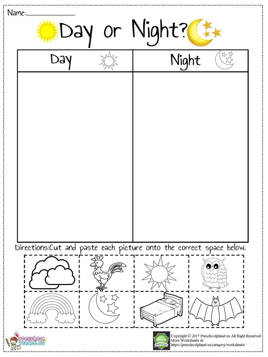 Day And Night Worksheet Kindergarten Worksheets Kids Math Worksheets Library