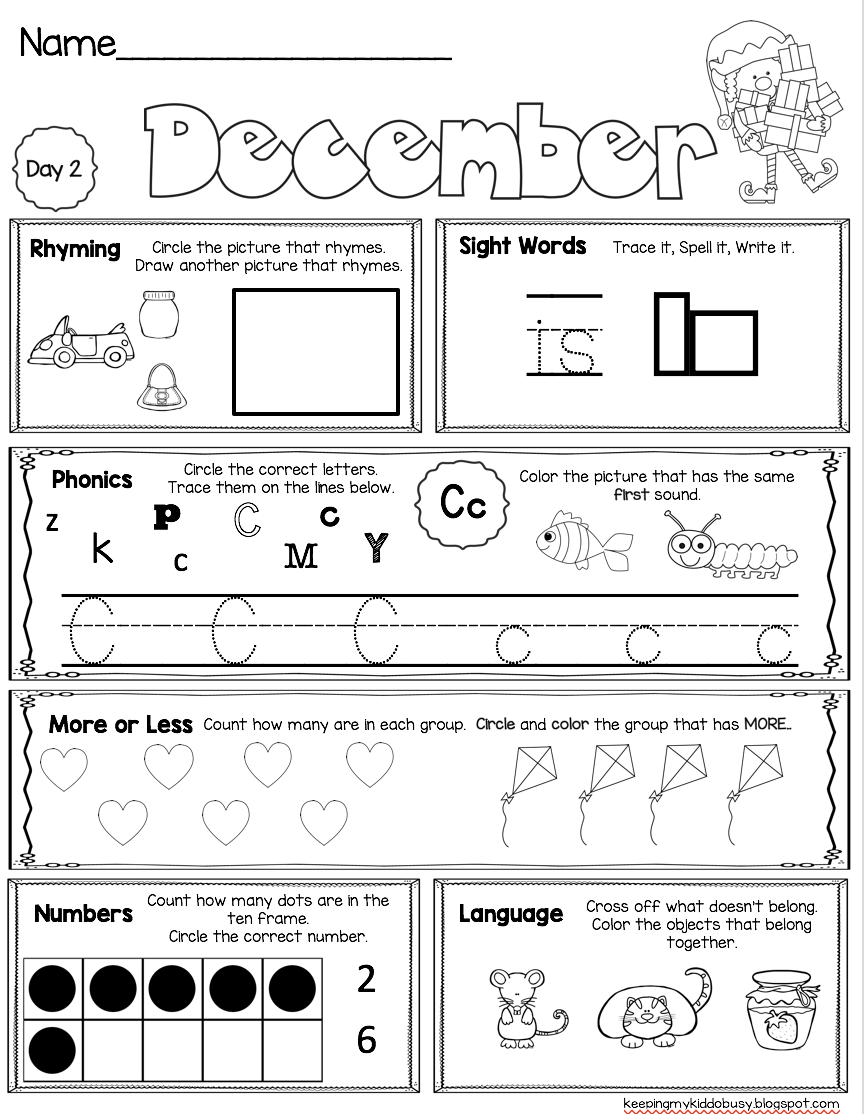 FREE Printable Christmas Worksheets For Preschool