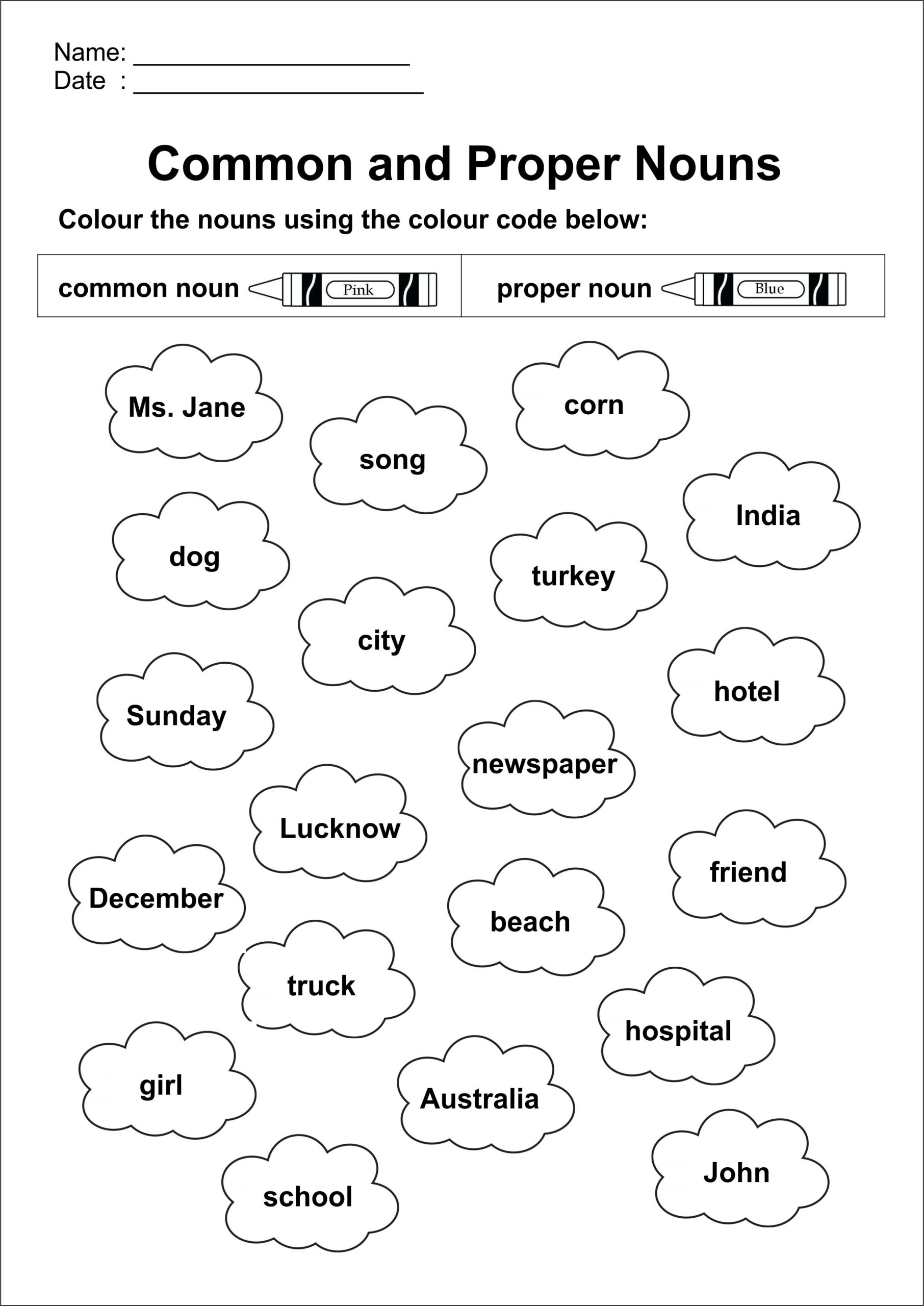 Printable Common Noun And Proper Nouns Worksheet For Grade 1 Made By Teachers