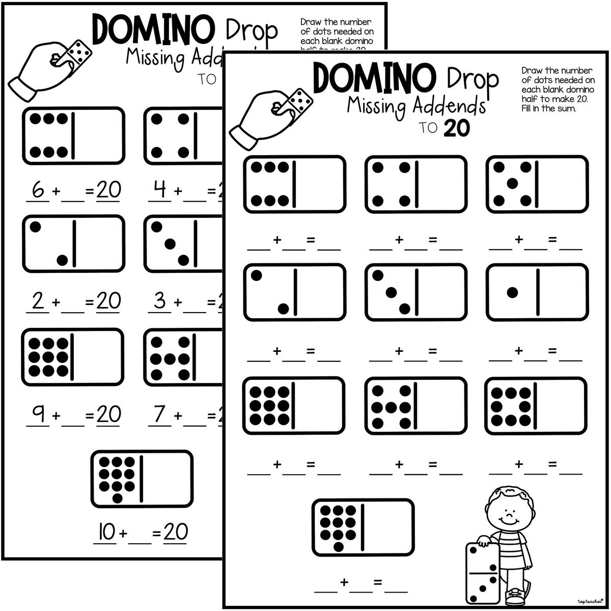 Missing Addends 1 20 Worksheet Math Practice Digital Download Etsy