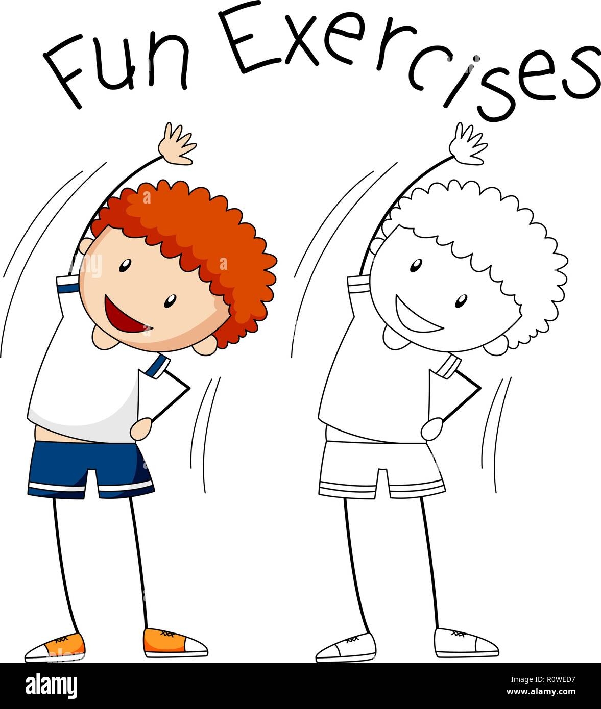Doodle Boy Character Exercise Illustration Stock Vector Image Art Alamy