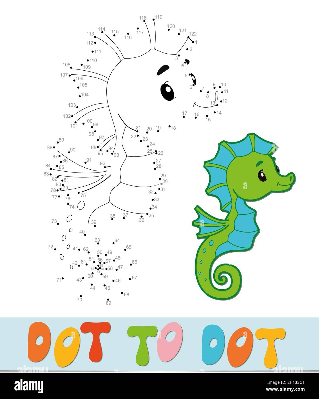 Orange Seahorse Dot To Dot Printable Worksheet Connect The Dots