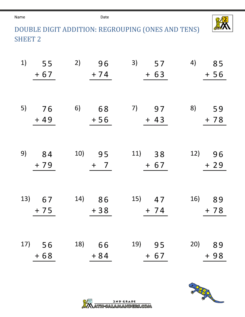 10 Printable Two Digit Addition Worksheets Double Digit Addition Worksheets 1st Grade 2nd Grade Made By Teachers