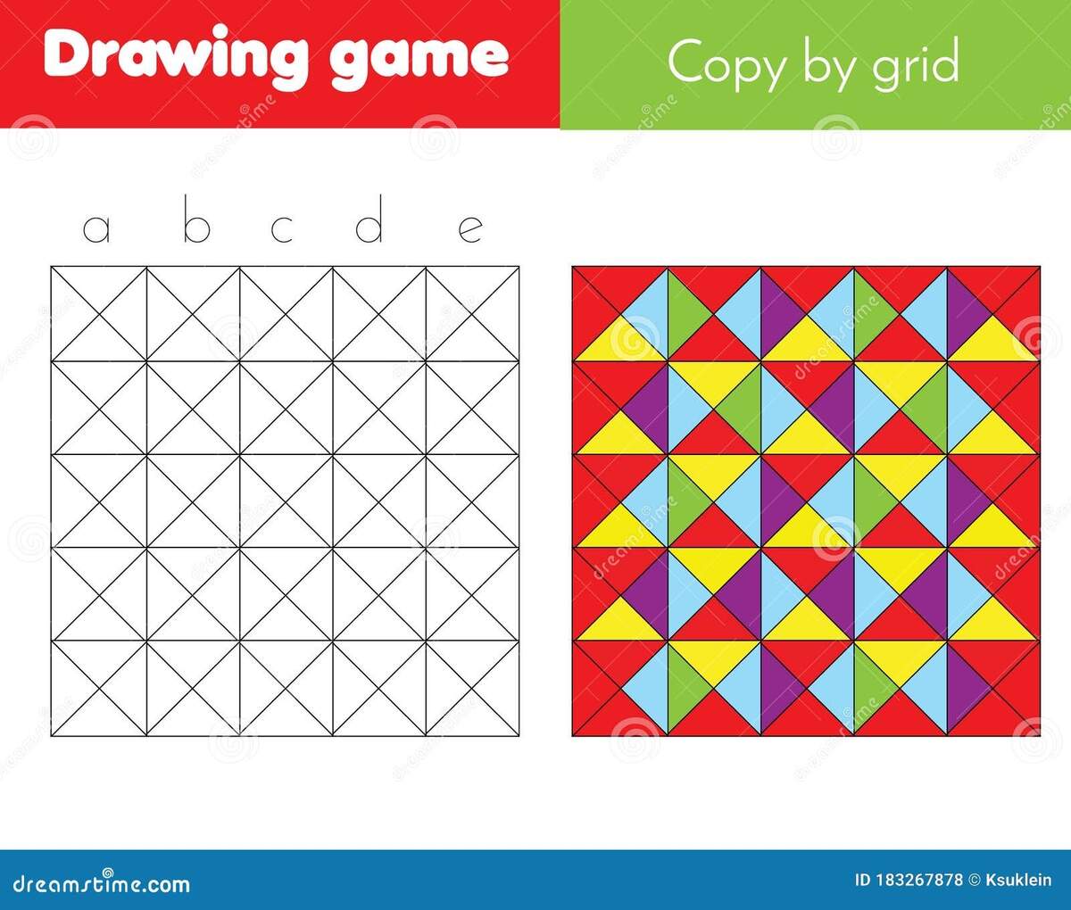 Draw By Grid Educational Game For Children And Kids Copy Abstract Pattern Stock Vector Illustration Of Blank Game 183267878
