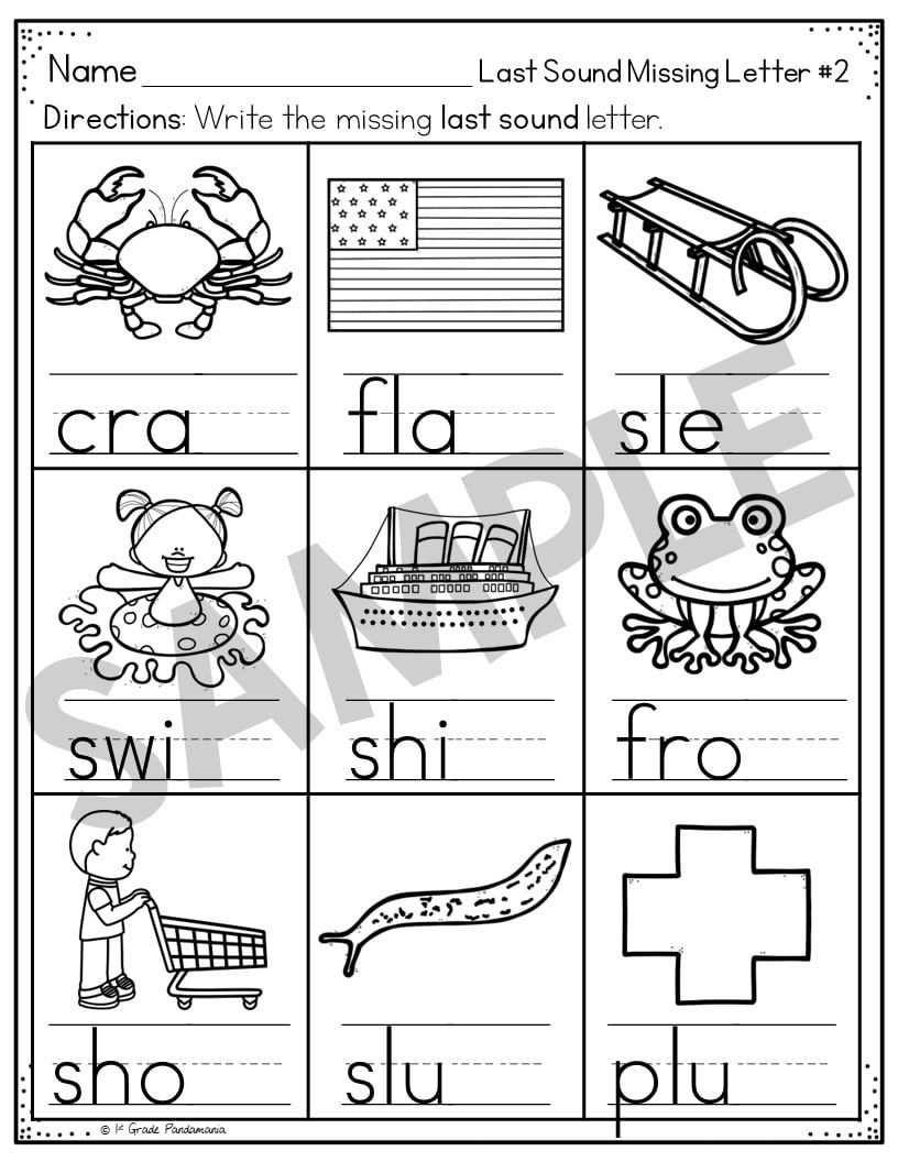 Ending Sounds Worksheets Phonics Activities 1st Grade Pandamania