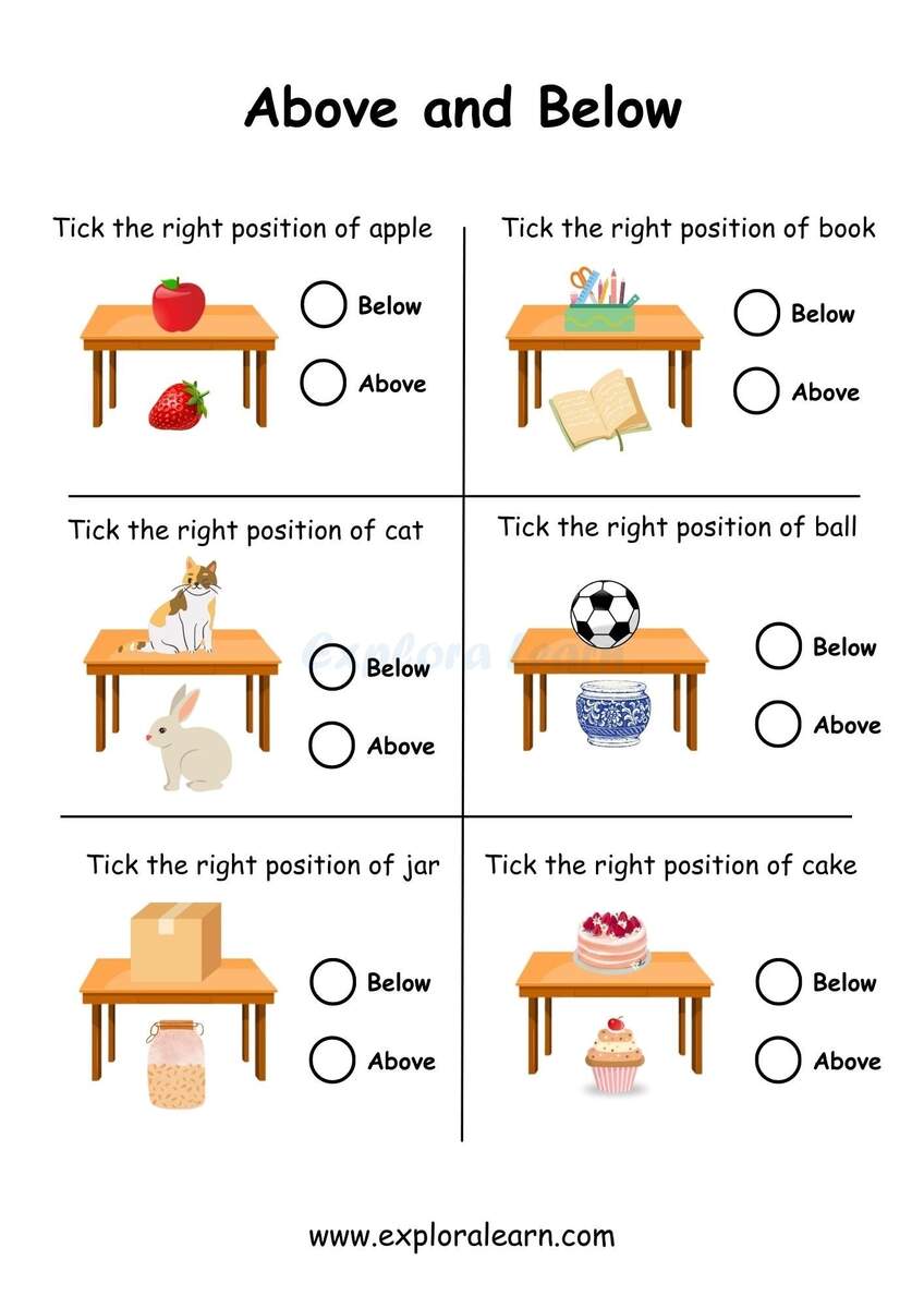 Engaging Comparison Worksheets For Preschool Kindergarten Above And Below Big And Small And More