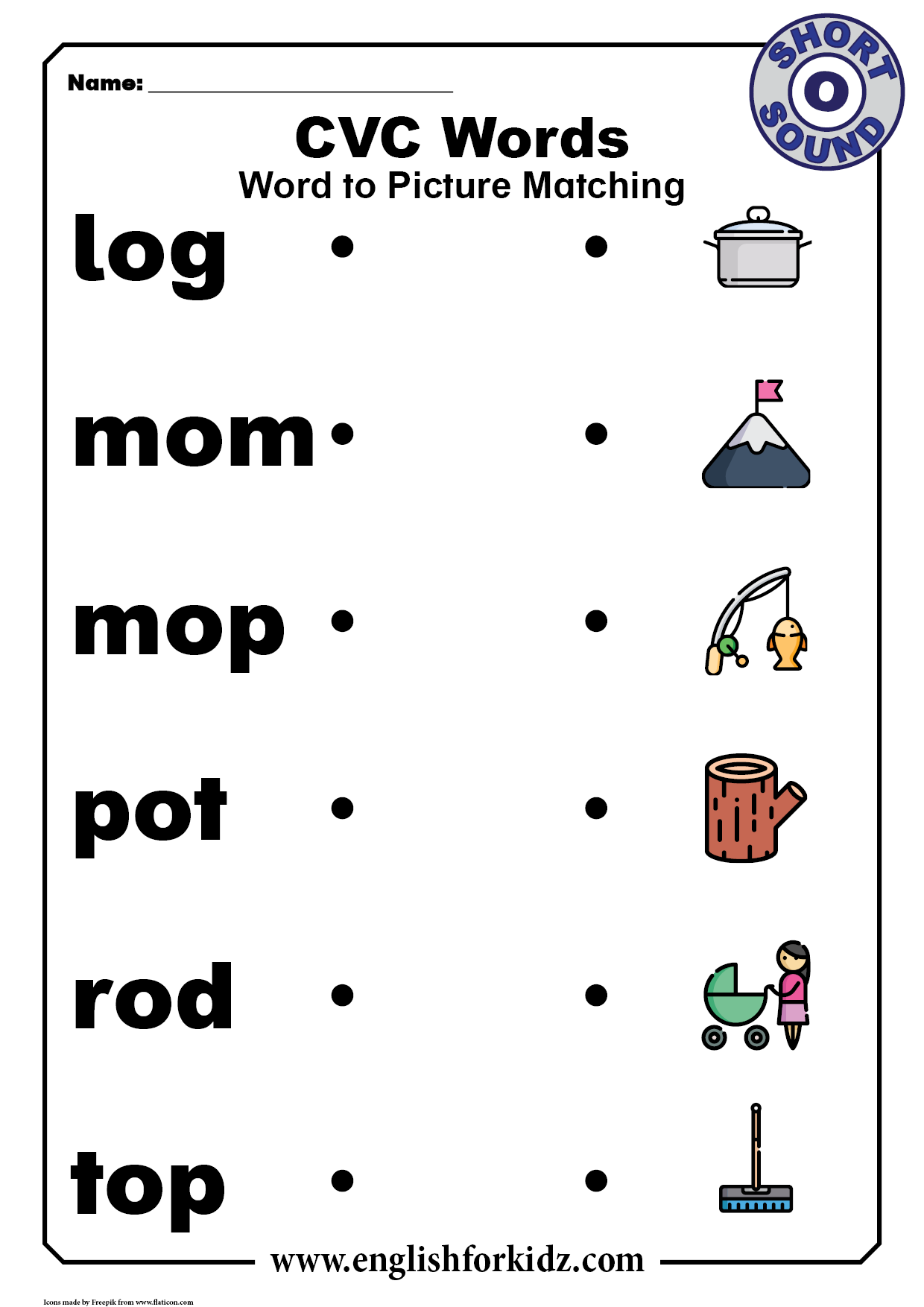 Free Printable Short O Worksheet