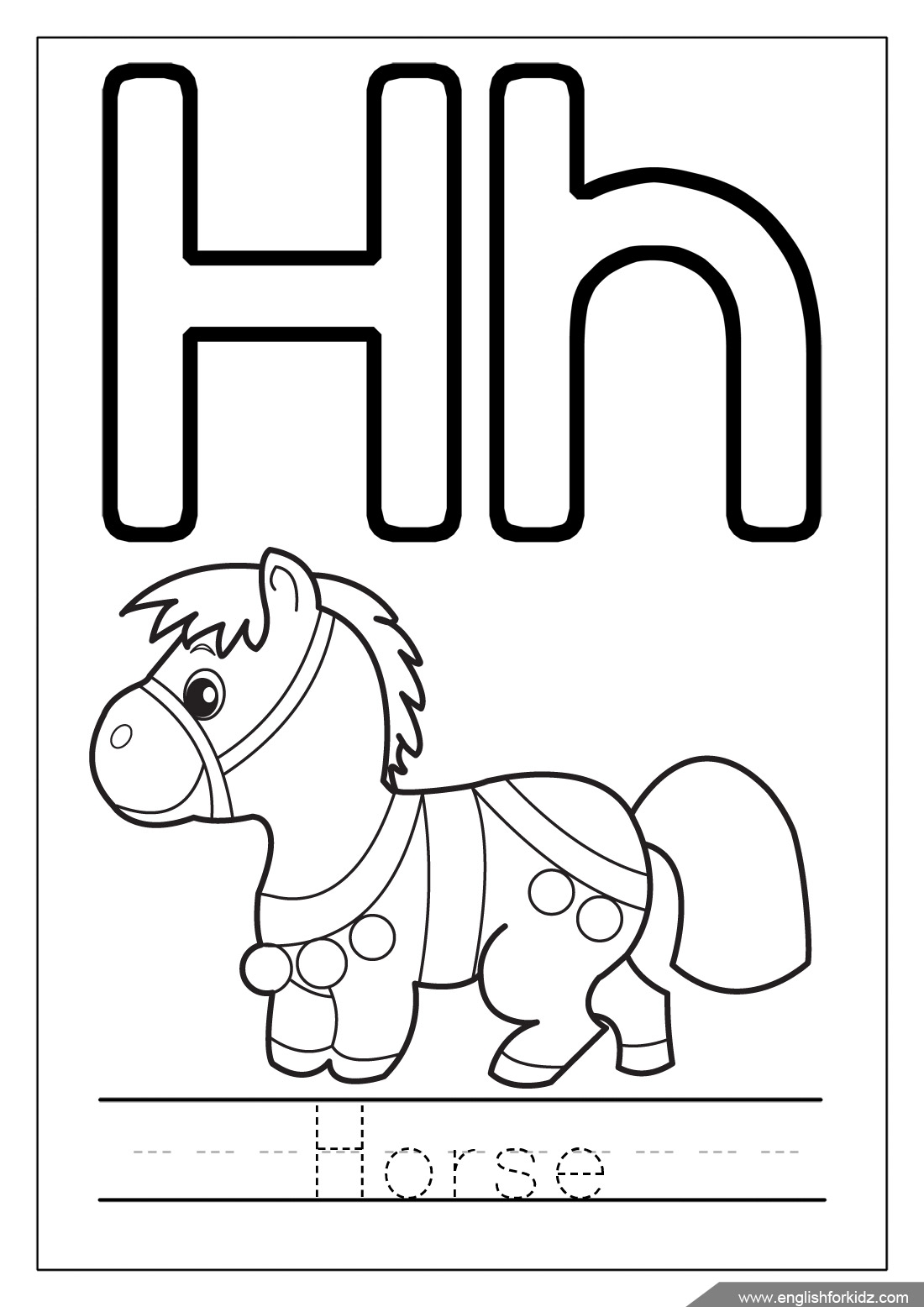 English For Kids Step By Step Letter H Worksheets Flash Cards Coloring Pages