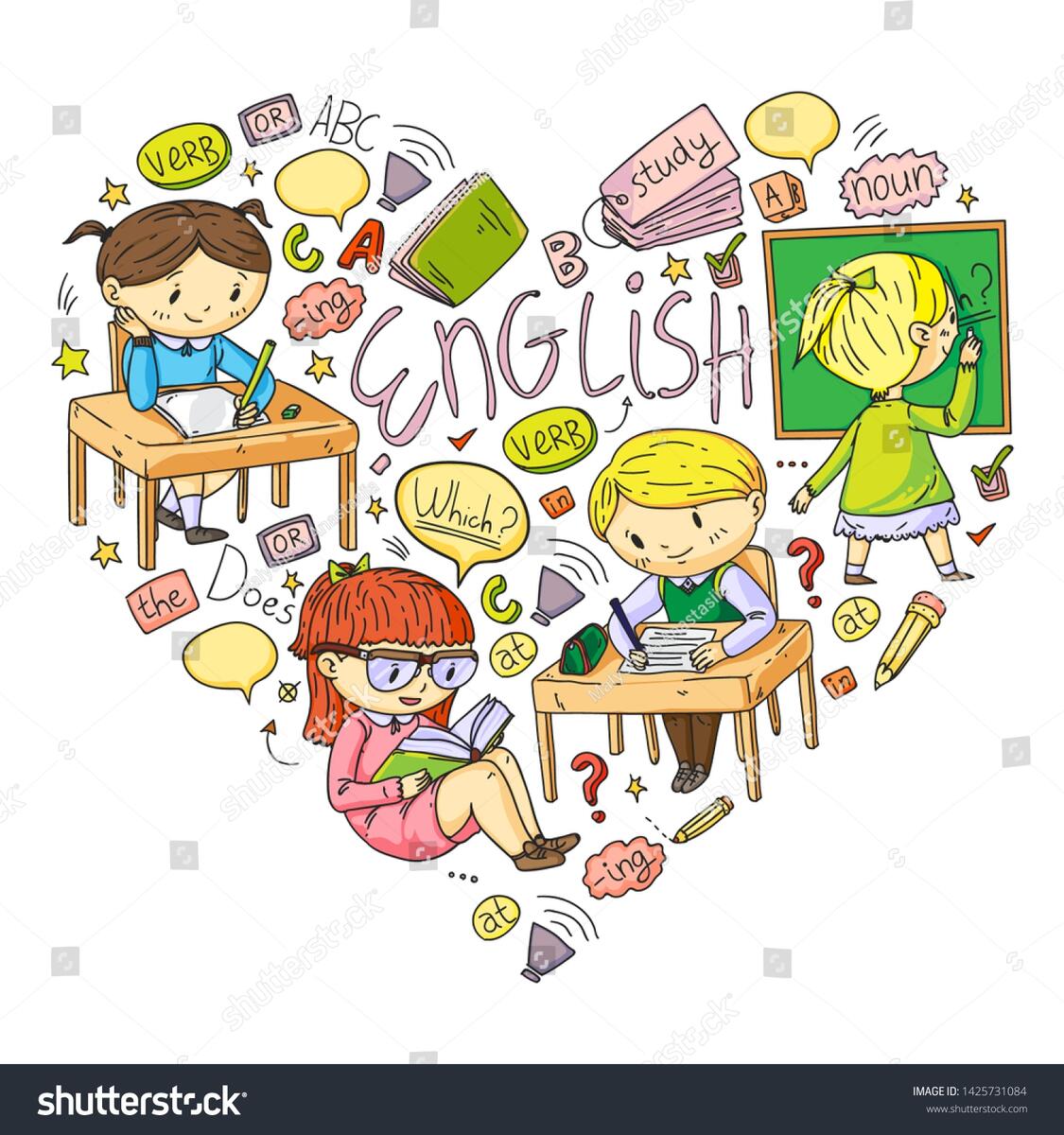 English School Children Learn Language Education Stock Vector Royalty Free 1425731084 Shutterstock