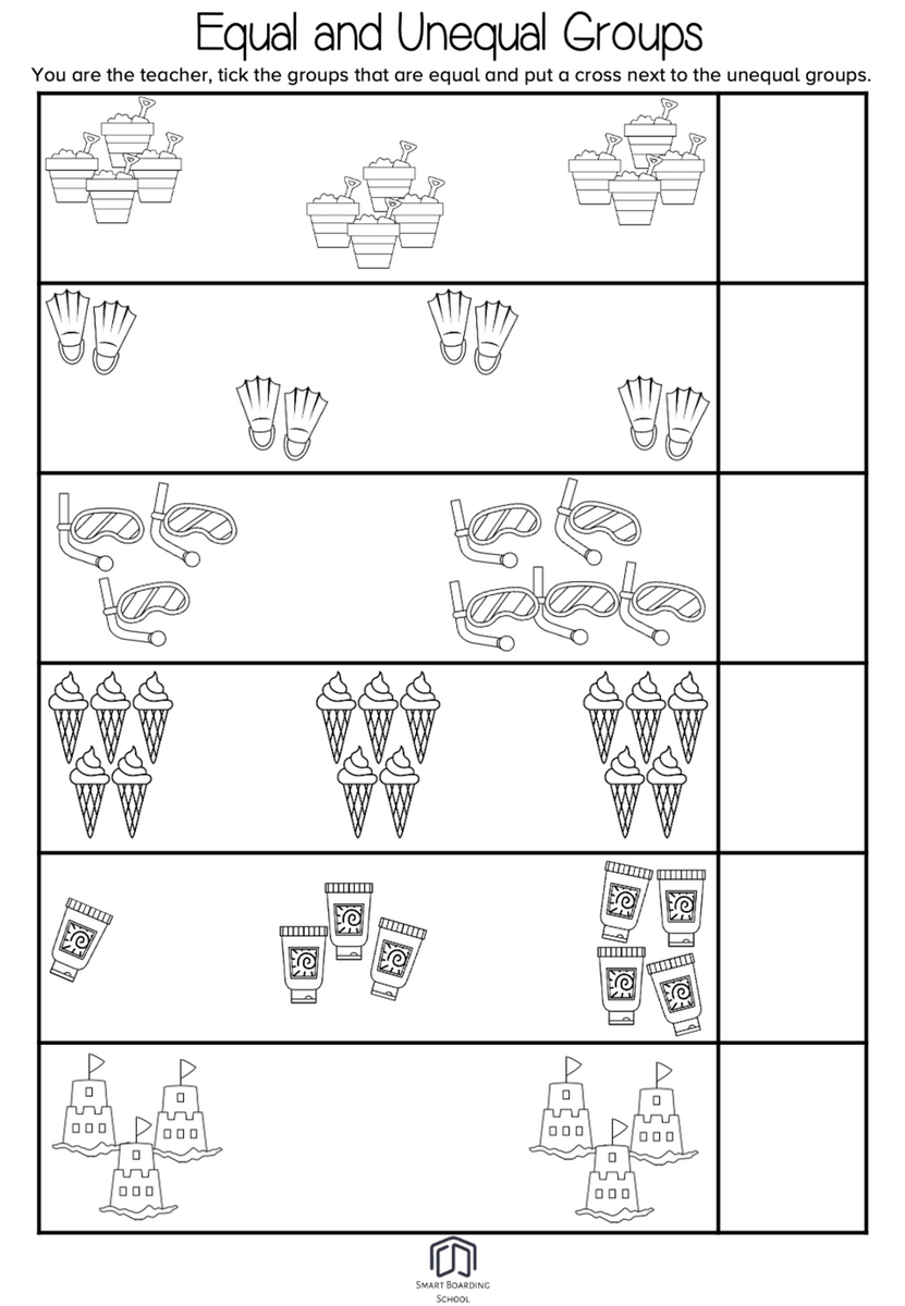 Equal And Unequal Group Worksheet