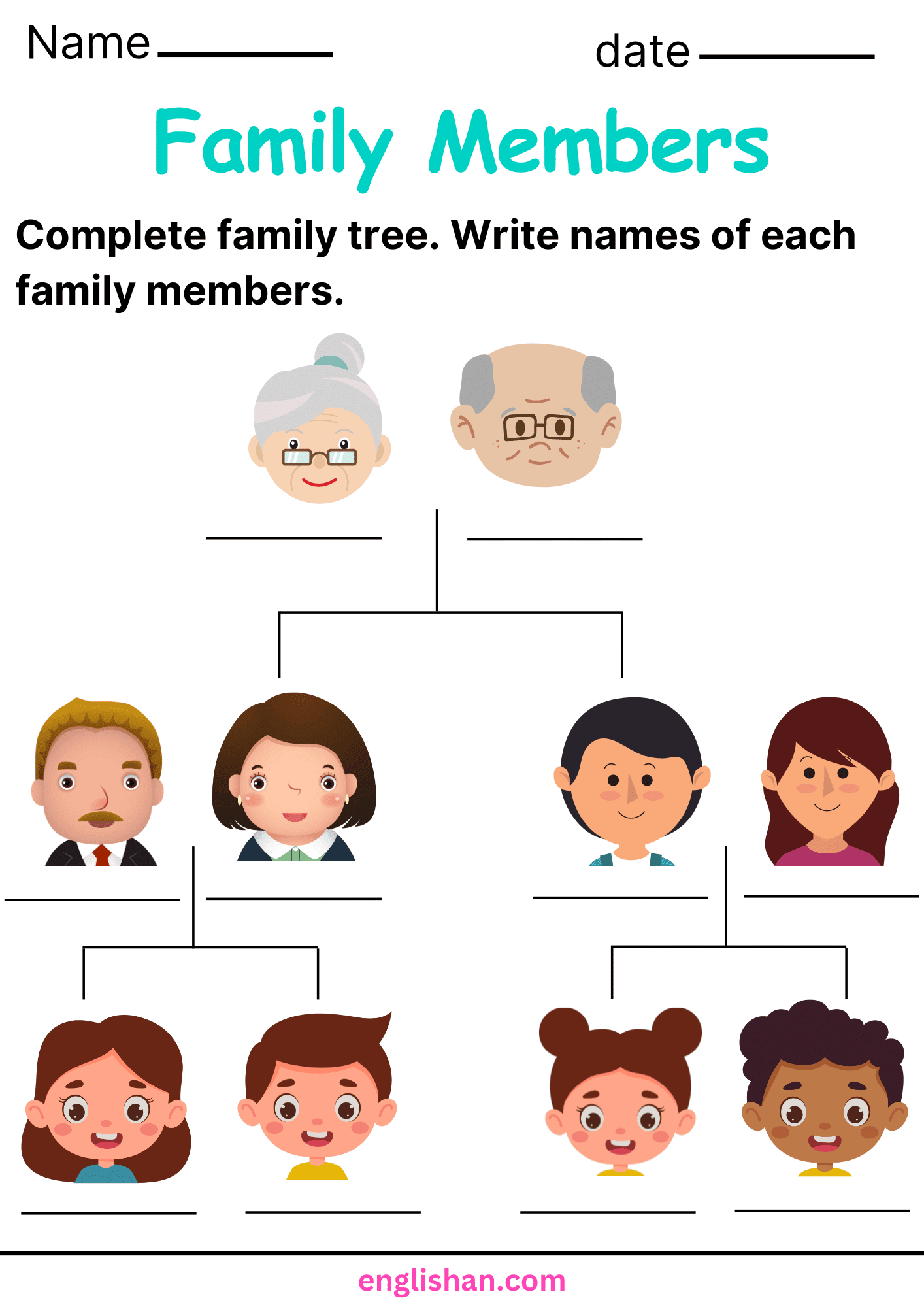 Family Members Worksheets And Exercises With Answers