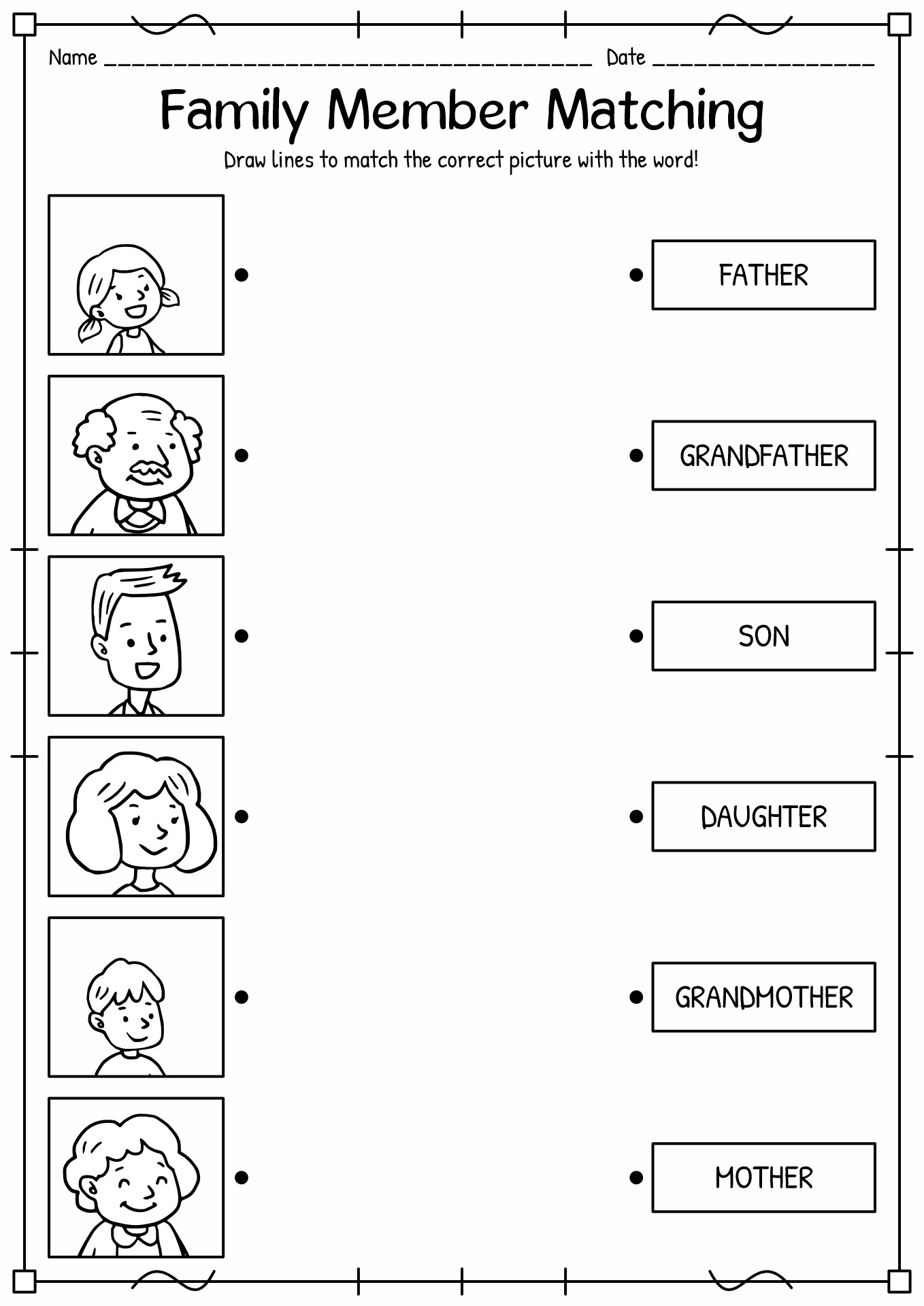 Family Member Worksheets For Kindergarten