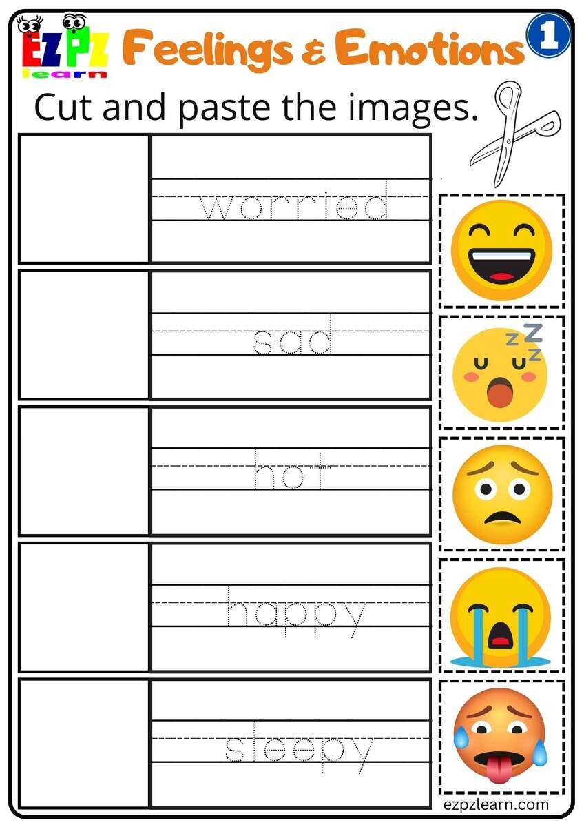 Help Your Child Learn About Emotions With Learning Resources Printable Feelings Trace And Match Worksheet