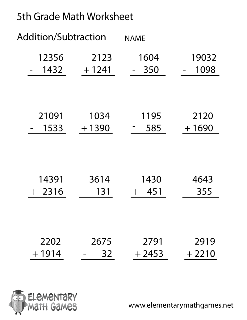 5th Grade Math Worksheets