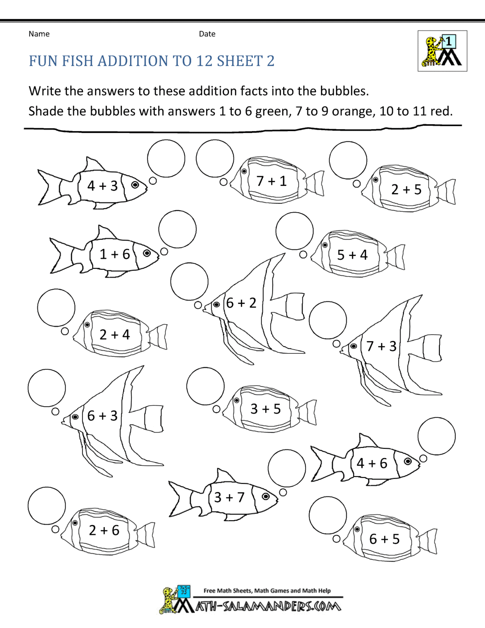 First Grade Addition And Subtraction Facts To 12