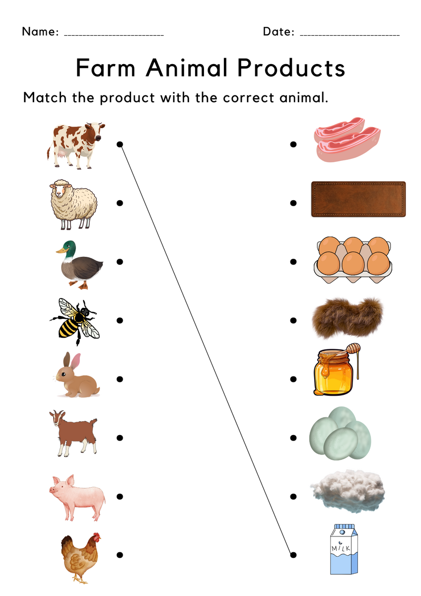 The Animals On The Farm Worksheet Color Match Super Simple