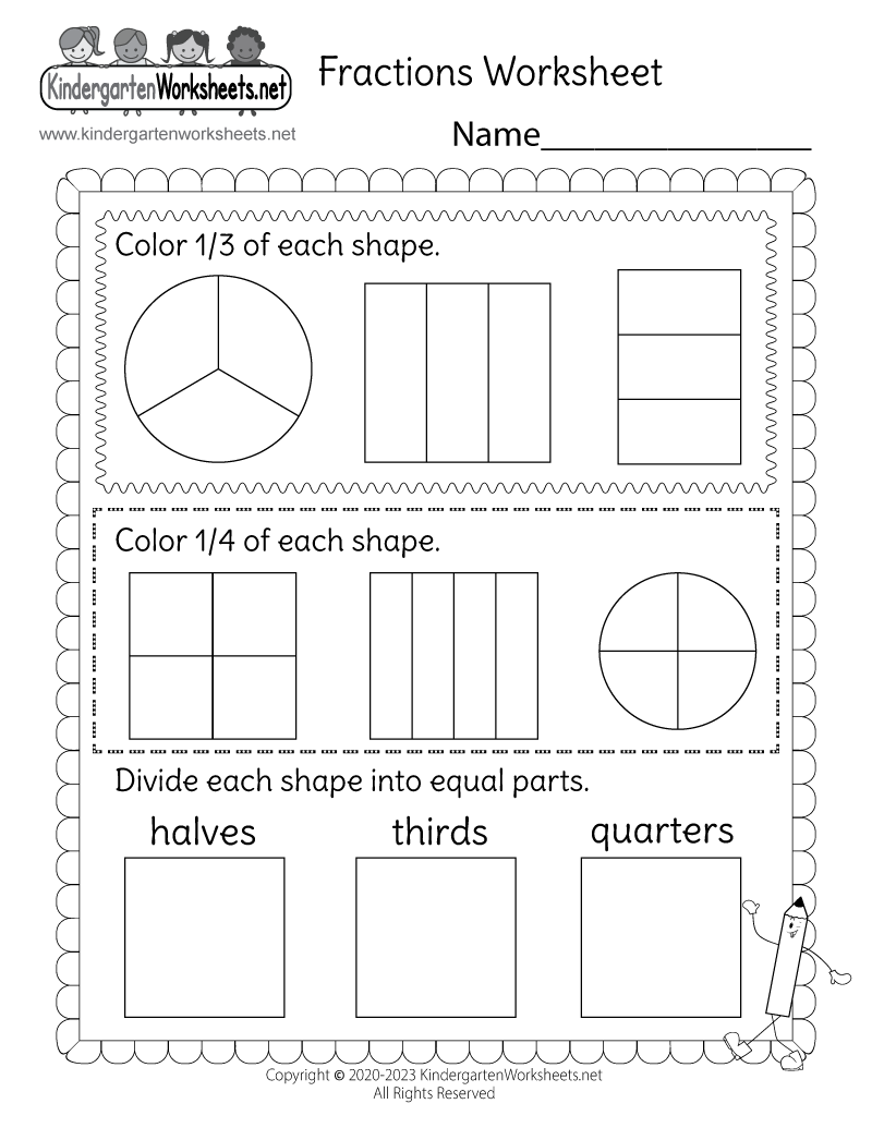 Fun Activity On Fractions Half 1 2 Worksheets For Children