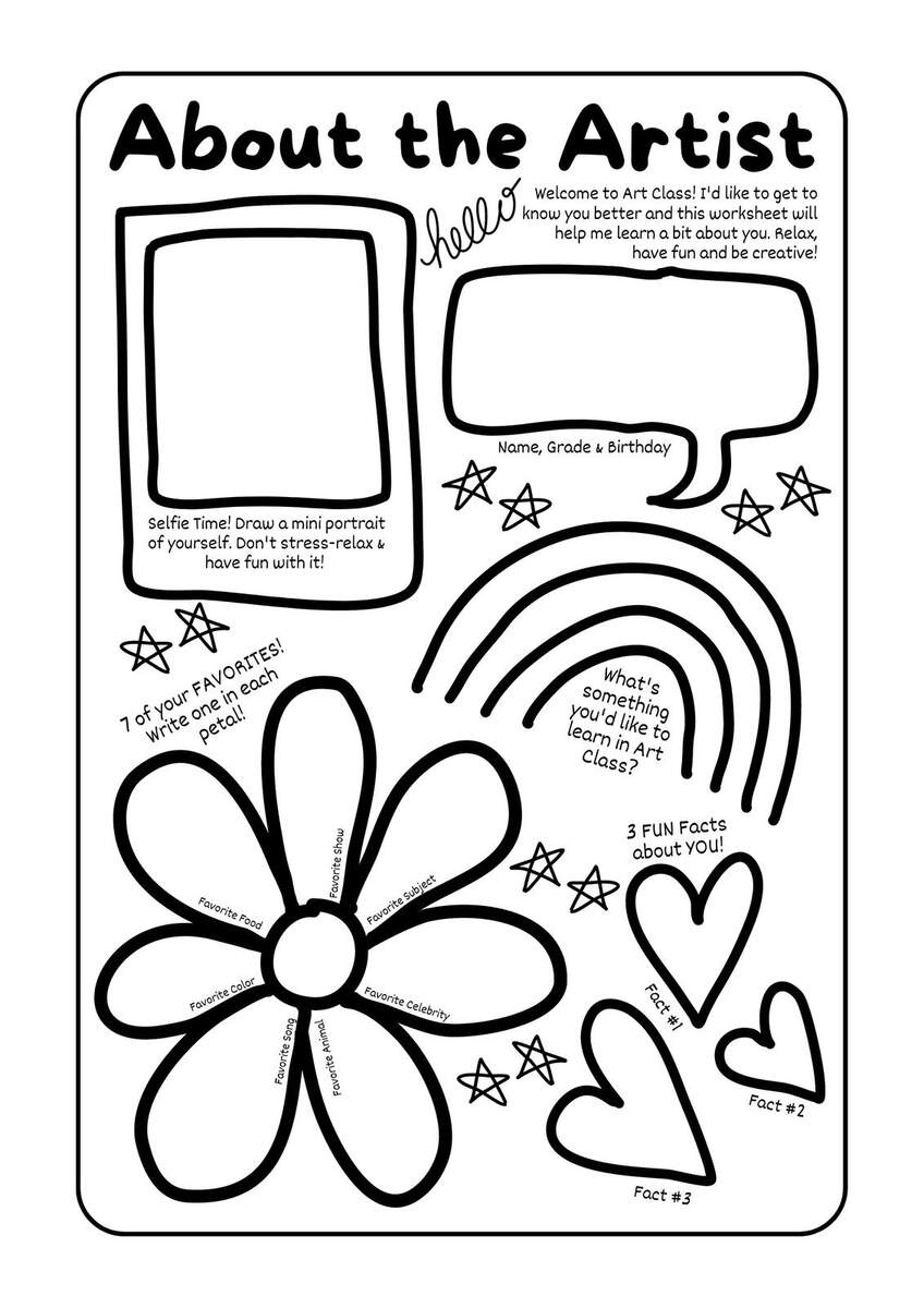 Free Custom Printable Art Worksheet Templates Worksheets Library