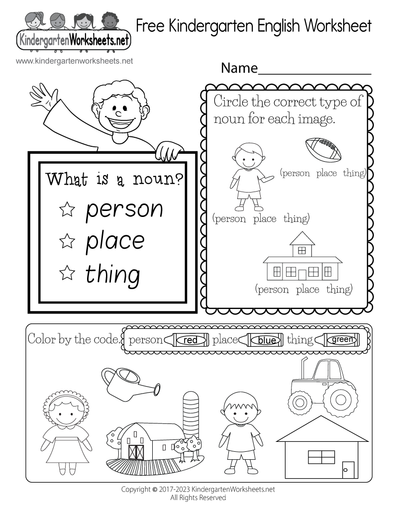 Kindergarten English Worksheets Best Coloring Pages For Kids