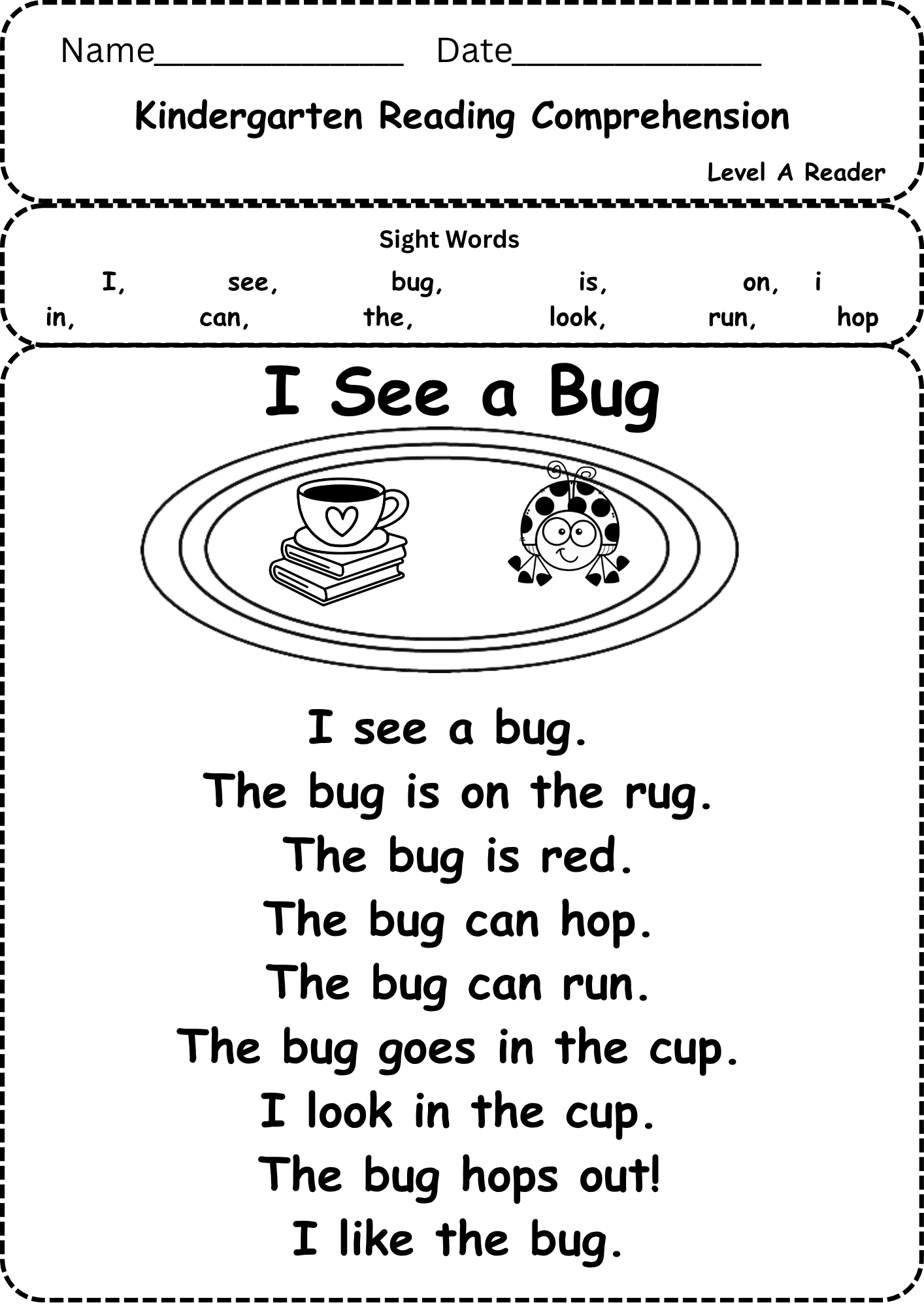 Reading Worksheet For Kids Free Printable Digital PDF