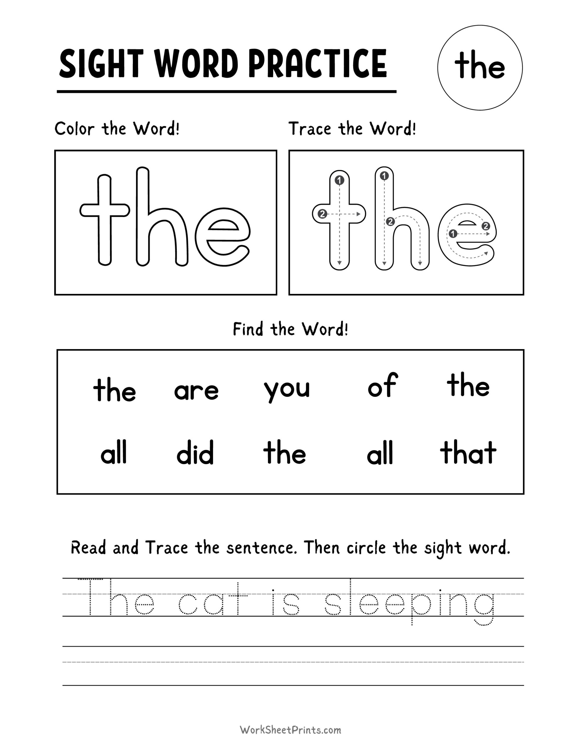Free Printable Sight Word Play Worksheet