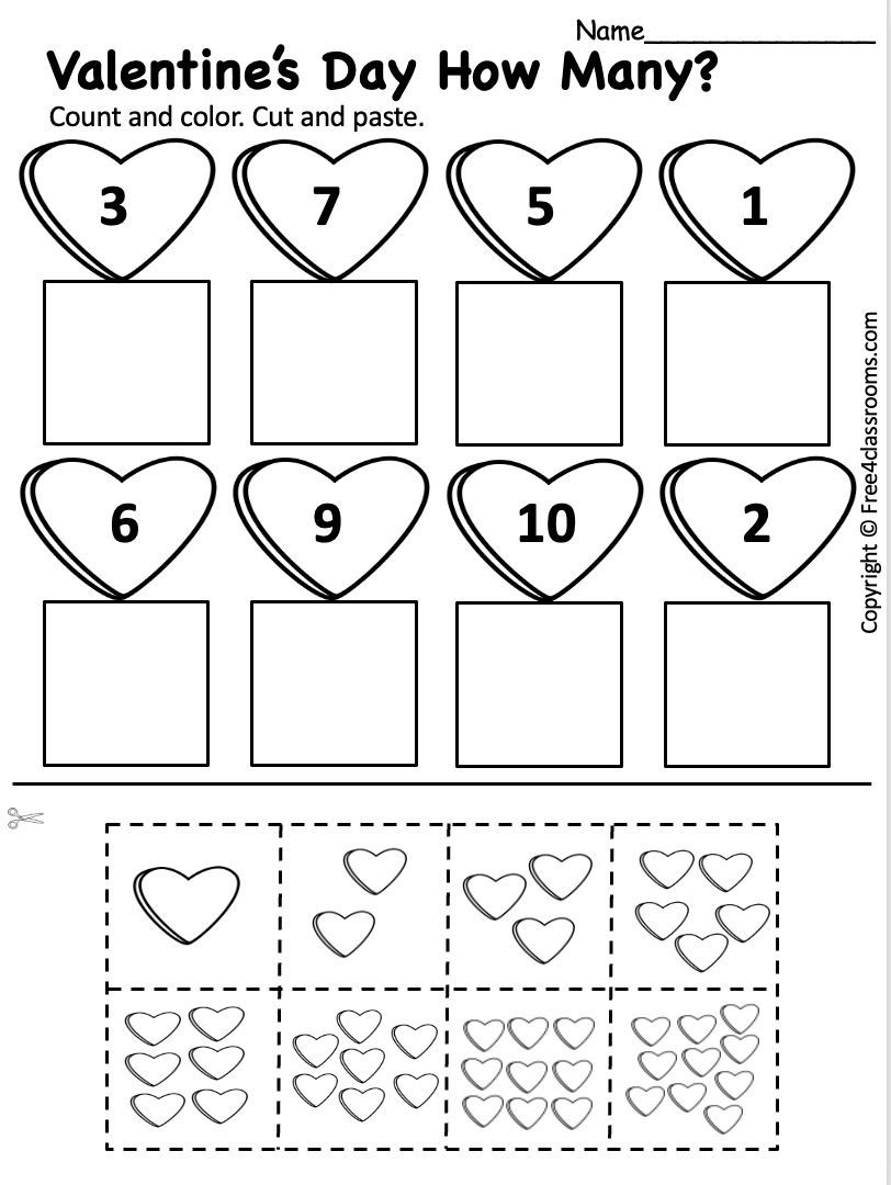 Free Preschool Worksheet Printable Cut And Paste Valentine S Day Free Worksheets Free4Classrooms