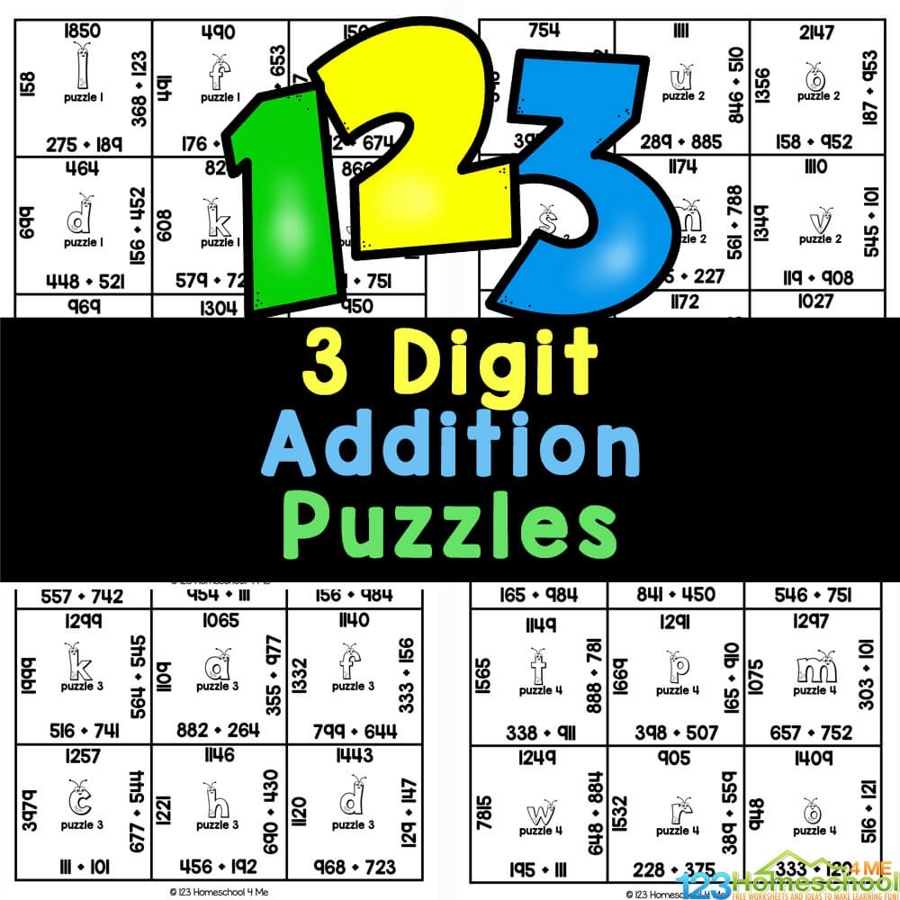 FREE Printable 3 Digit Addition Game