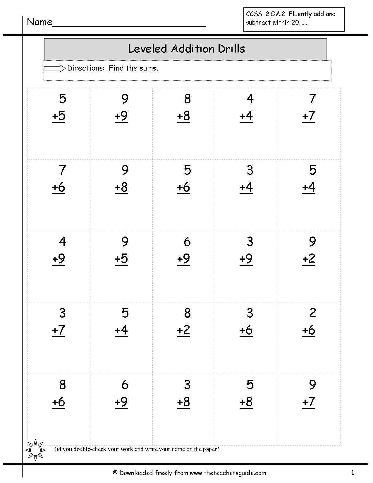 Addition Drills Worksheets Library Worksheets Library