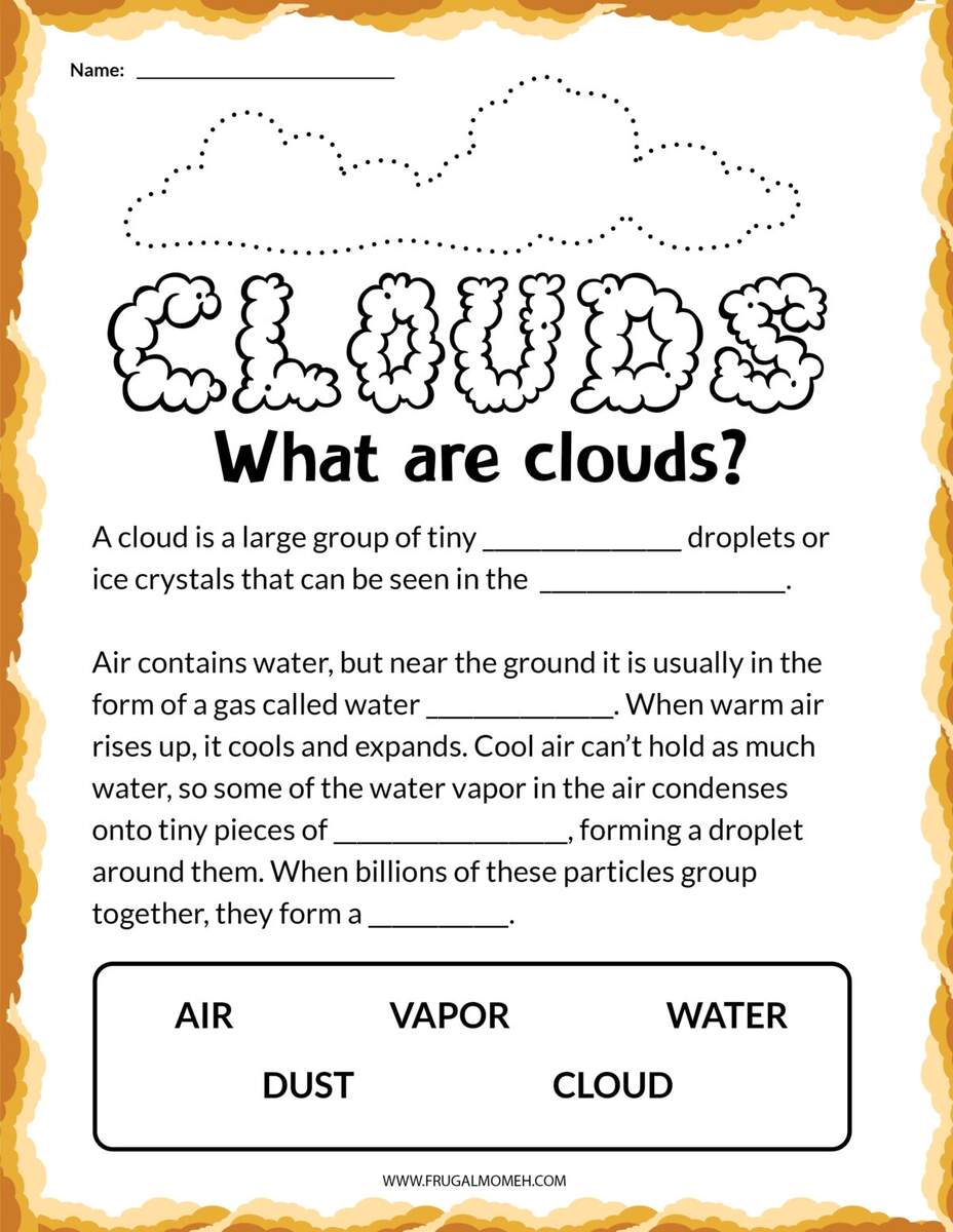 FREE Printable Types Of Clouds For Kids Mini Book