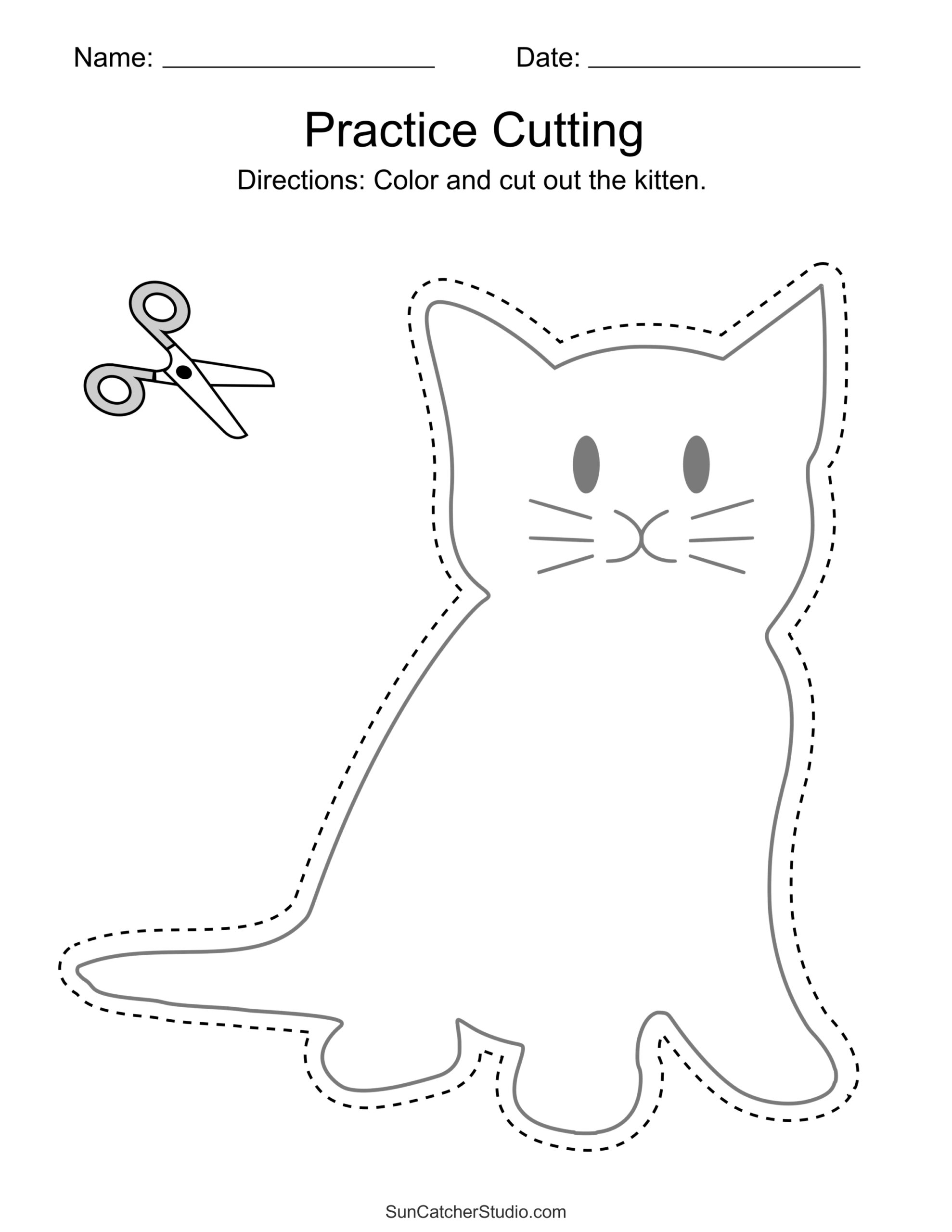 Free Printable Cutting Worksheets For Preschoolers Free Printables Lettering SVG Files Tools Apps Cut And Paste Cat Activity For Kids Preschool Cutting Practice Scissor Skills Activity Cut And Paste Worksheet Prek Cut And Paste Craft Etsy