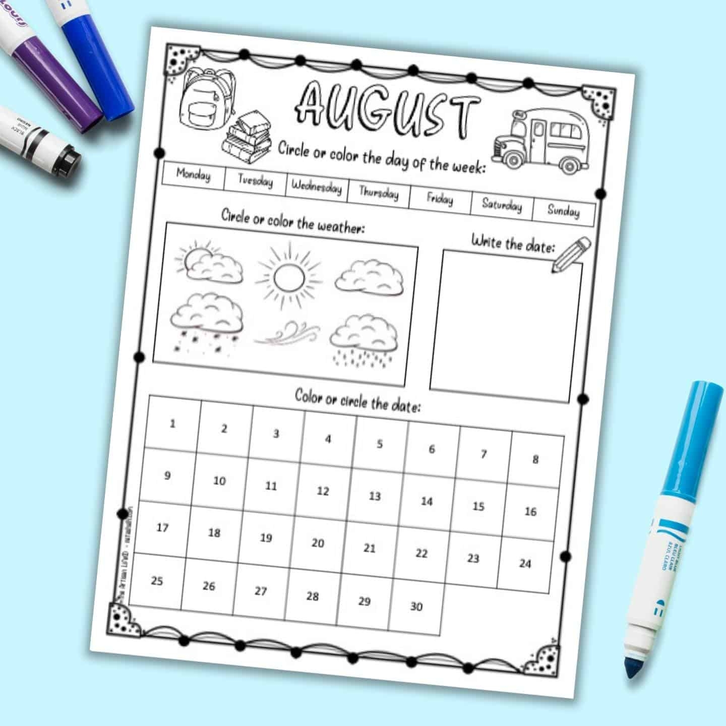 Free Printable January Calendar Worksheet For Kids January Kindergarten Calendar Printable The Artisan Life