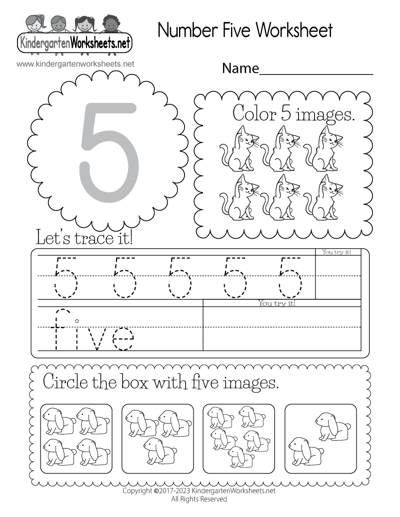 Preschool Math Worksheet Number 5 Coloring Stock Illustration 2035172048 Shutterstock