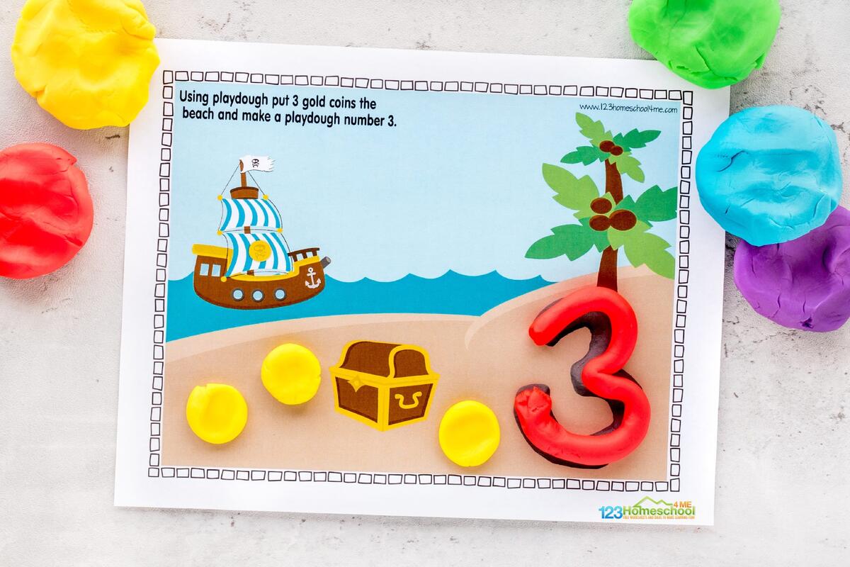 FREE Printable Number Playdough Mats Count 1 10