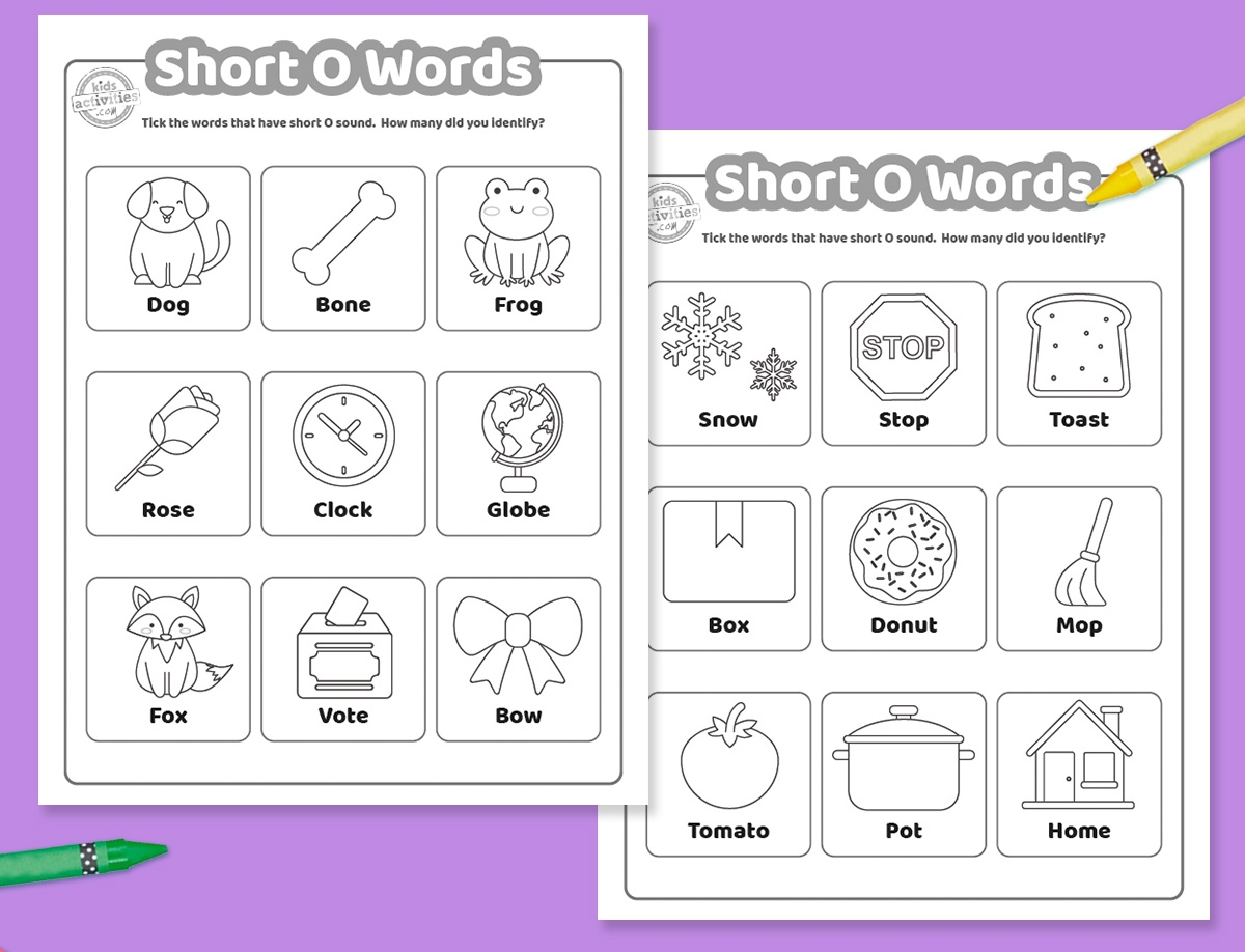 Free Printable Short O Words Worksheets Kids Activities Blog