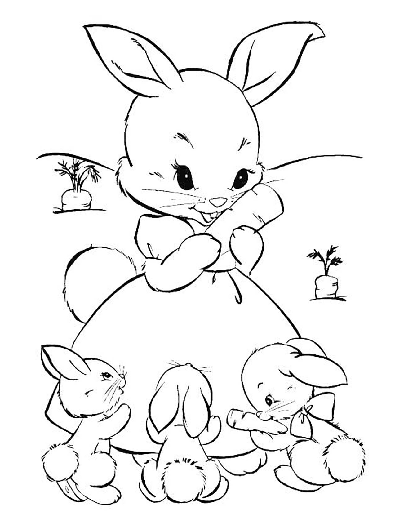 Free Rabbit Drawing To Print And Color Rabbit Bunny Coloring Pages