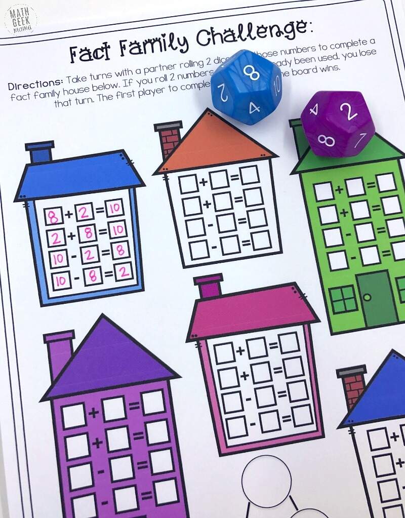 FREE Simple Fact Family Games For Kids