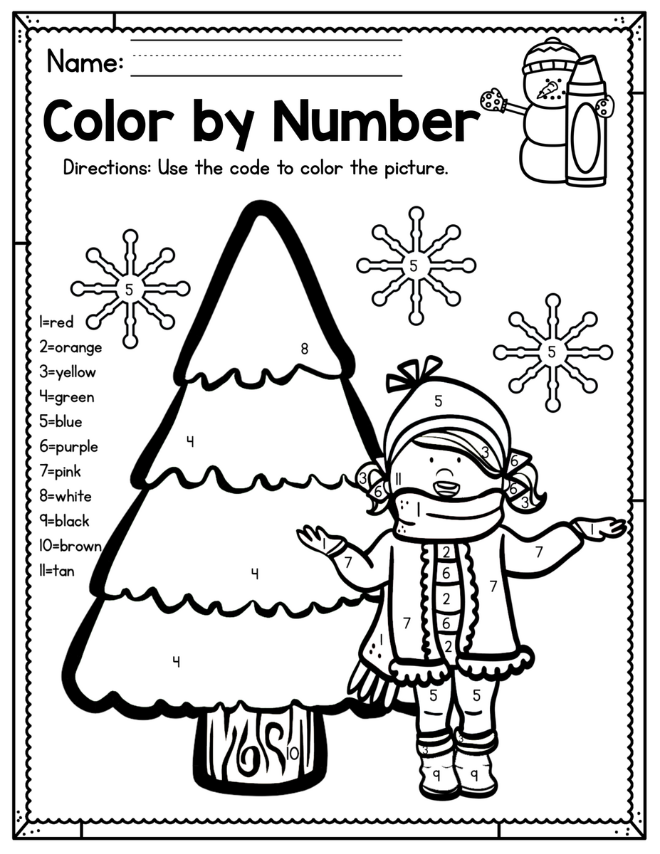 FREEBIE Winter Color By Number Printable Made By Teachers