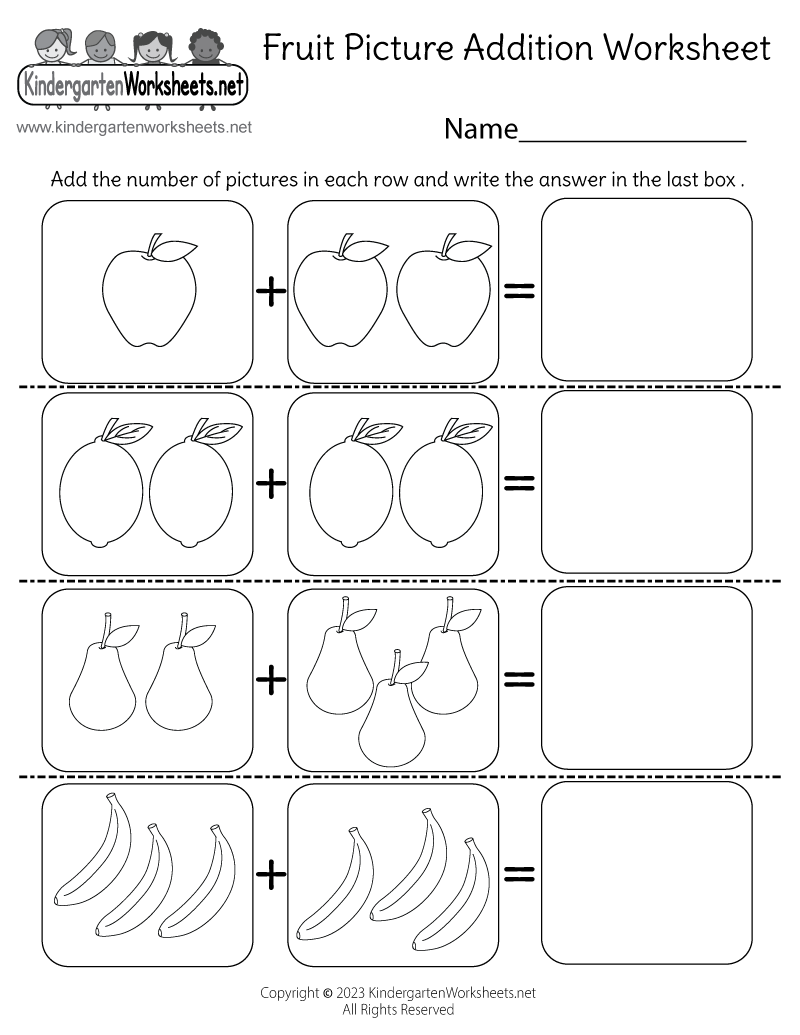 Kindergarten Addition Worksheet Free