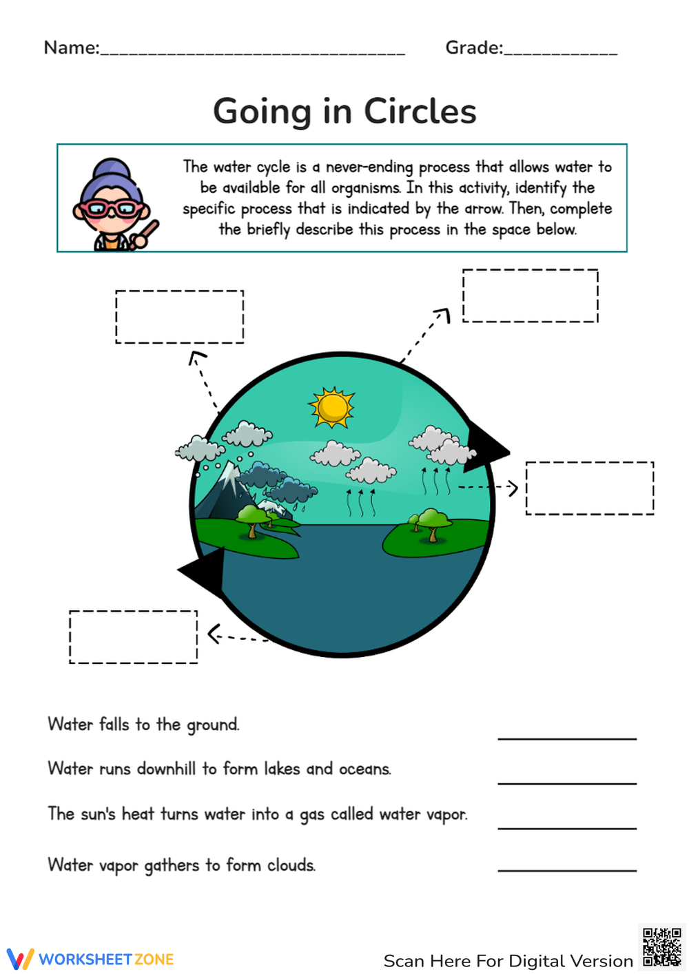 Printable Diagram Science Water Cycle Worksheet And Activities For Grade 1 2 3 Made By Teachers