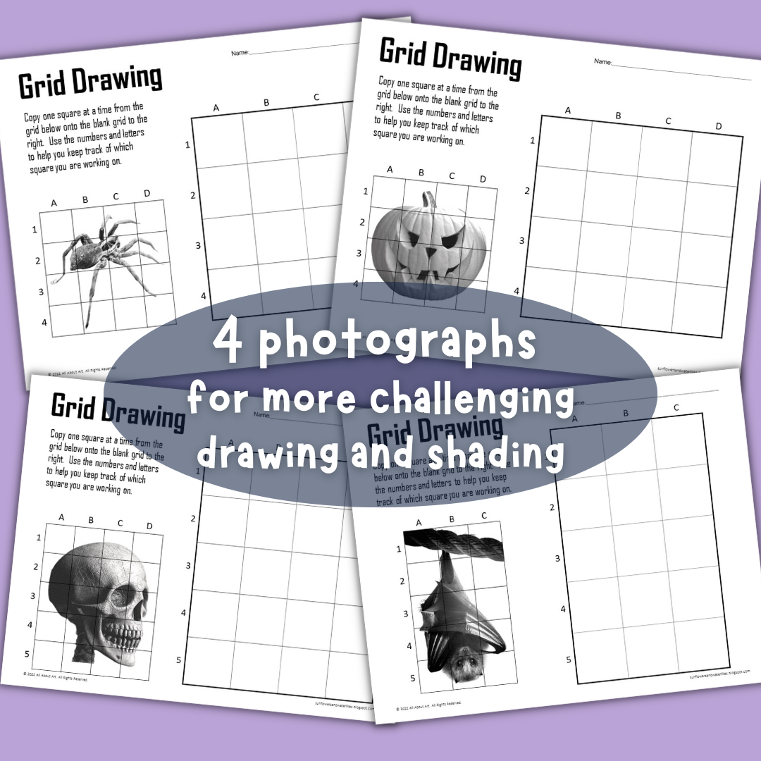 Halloween Grid Drawing Worksheets Fall Grid Method Art Activities Classful