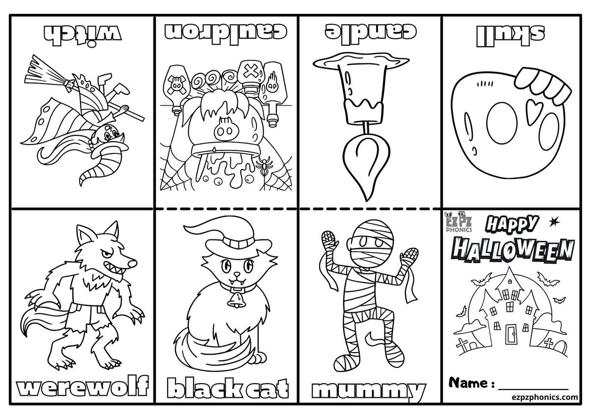 Happy Halloween Coloring Page Mummy Free Printable PDF Download Ezpzlearn