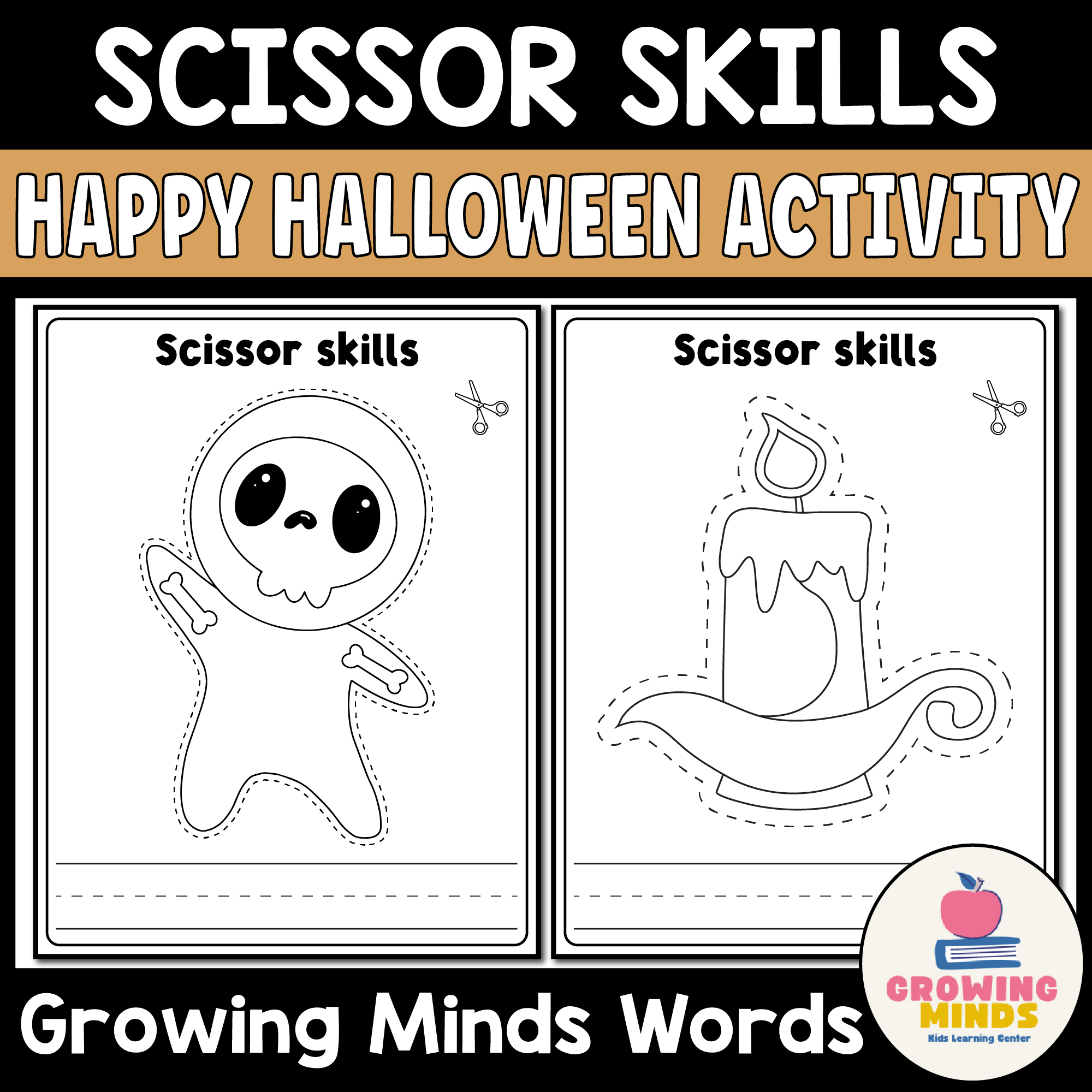 Happy Halloween Scissor Skills Cutting Practice And Writing Activity Kindergarten Made By Teachers