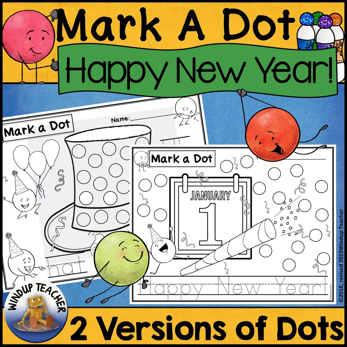 Happy New Year Do A Dot Marker Printable Activity Dot Dauber Worksheets Made By Teachers